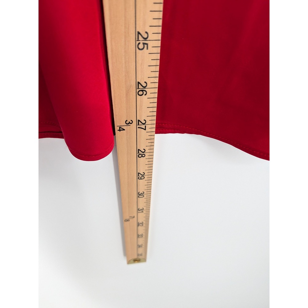 Boston Proper Silky Blouse Womens Small Red V-Neck‎ Long Sleeve Holiday Dressy - Picture 8 of 9